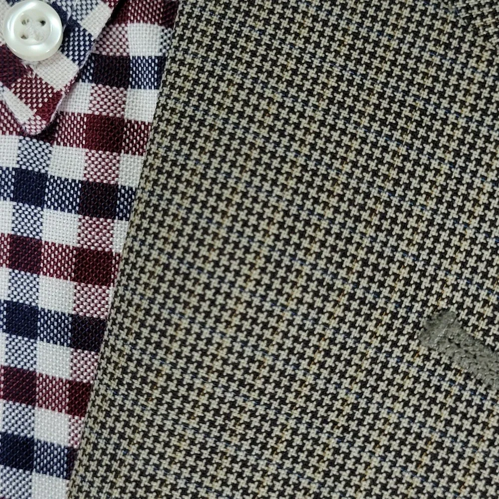 JOS A BANK Men's Sport Coat Blazer Two Button‎ Brown Houndstooth Wool Size 43L